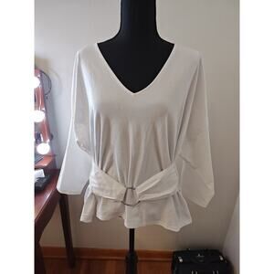 NWT White Express Shirt With Belt Size L